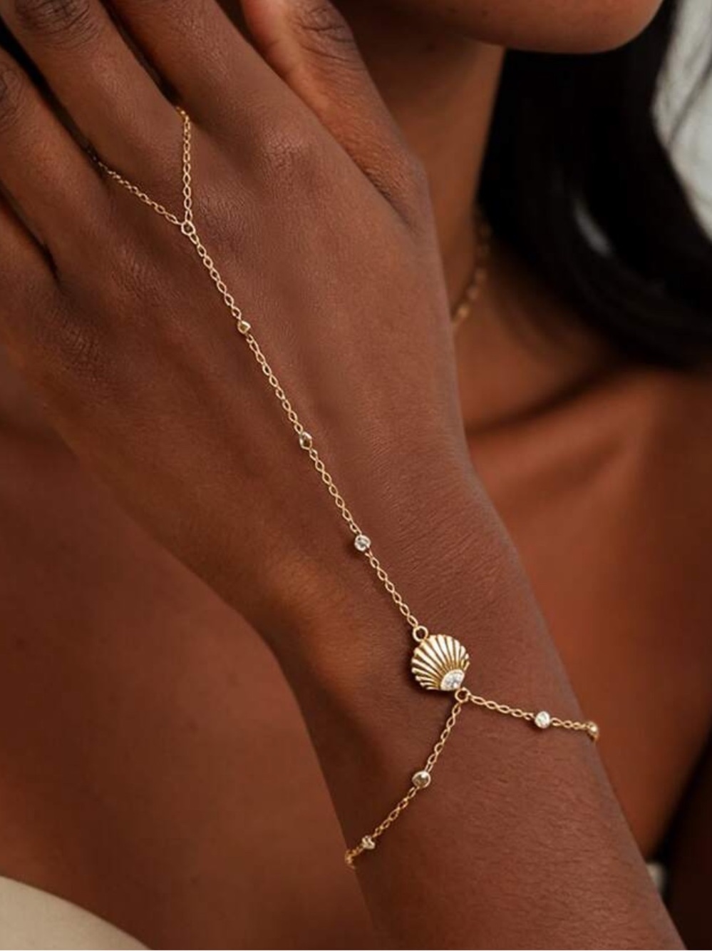 Anthropologie Gold Shell Station Bracelet